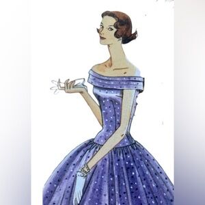 Vintage Vogue 1950s Evening Dress Pattern uncut